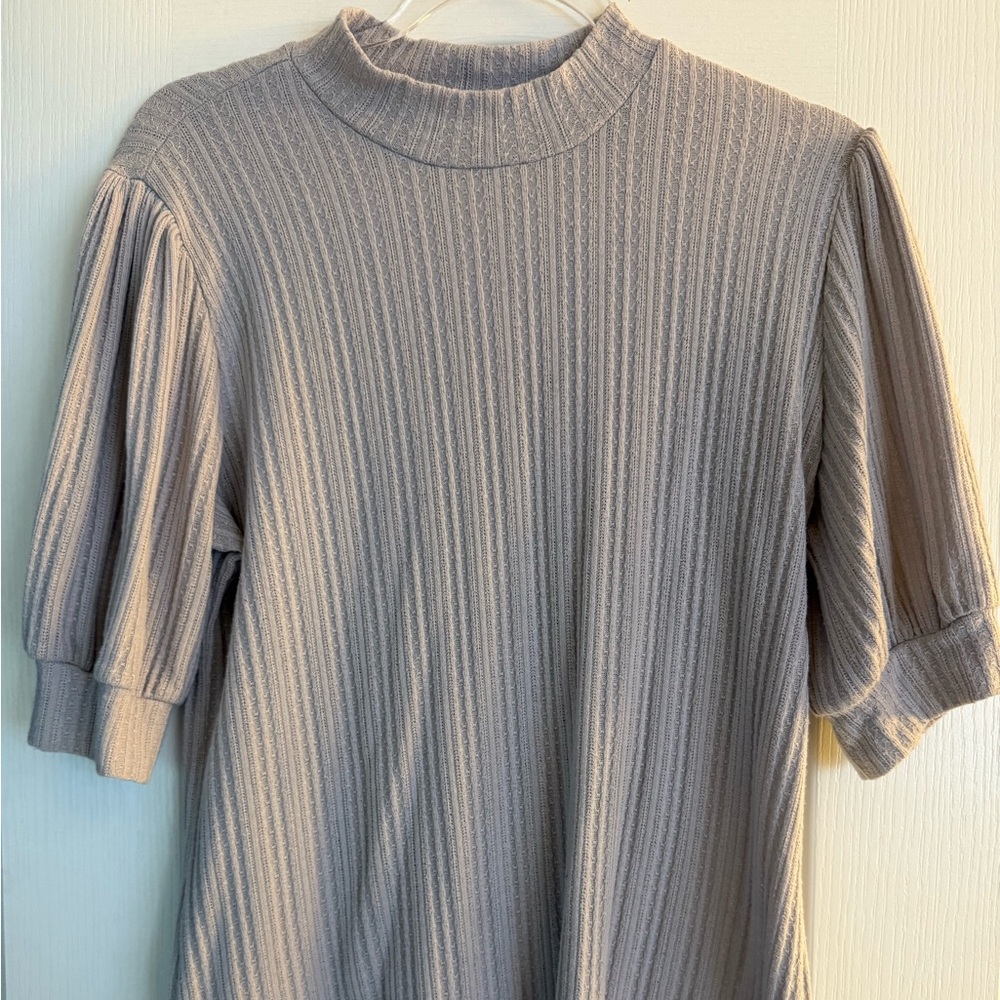 Maurices lavender Gray Ribbed Short Sleeve Top